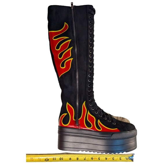 Lamoda 'Burning Up' Knee High Platform Shoe/Boot size 9 Ladie's Flames - Picture 8 of 11